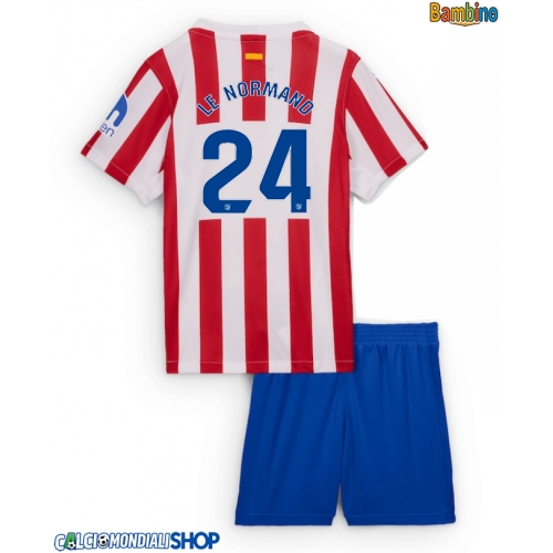 Maglie da calcio Atletico Madrid Robin Le Normand #24 Prima Maglia Bambino 2025-26 Manica Corta + Pantaloni corti)